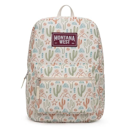 Montana West Backpack for Women Men 2 PCS Lightweight College Bookbags Casual Daypack Backpacks for Commute & Travel - color: Western Beige