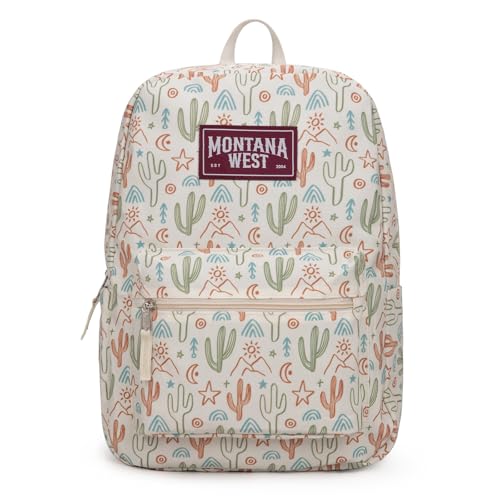 Montana West Backpack for Women Men 2 PCS Lightweight College Bookbags Casual Daypack Backpacks for Commute & Travel - color: Western Beige