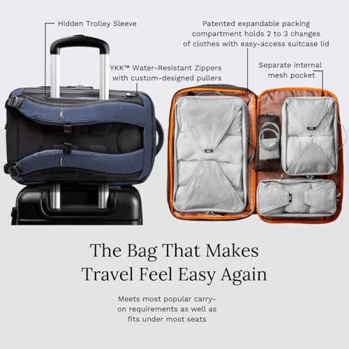 Knack Series 1 Medium Travel Backpack, 15.6-Inch Laptop, Expandable 27-39L - color: Dark Blue, size: Medium Backpack