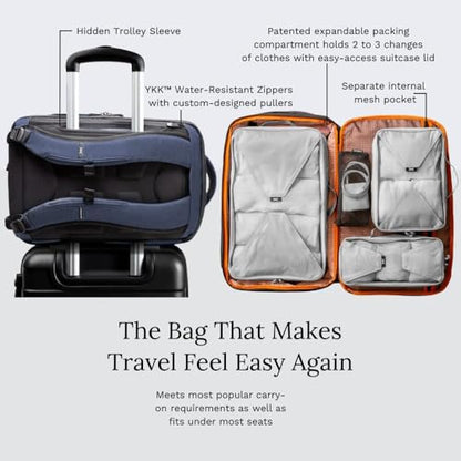 Knack Series 1 Medium Travel Backpack, 15.6-Inch Laptop, Expandable 27-39L - color: Dark Blue, size: Medium Backpack