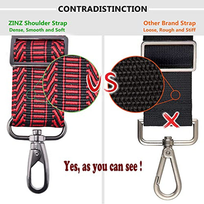 ZINZ Bag Shoulder Strap, Padded Adjustable Shoulder Strap Replacement - color: Black&red Jacquard, size: 57"
