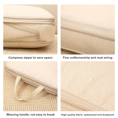 6 Set Packing Cubes Compression Bags for Travel, Waterproof Luggage Organizer, Travel Essentials for Cruise Vacation, Beige - color: Beige