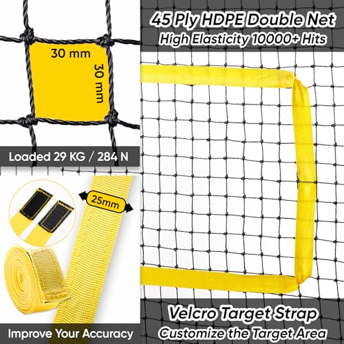 Happy Jump 7x4 FT Pro Lacrosse Rebounder Training Set with 5 Adjustable Angles, Heavy-Duty Bounce Back Net Frame, Includes Lacrosse Ball & Baseball, Portable for Outdoor Practice