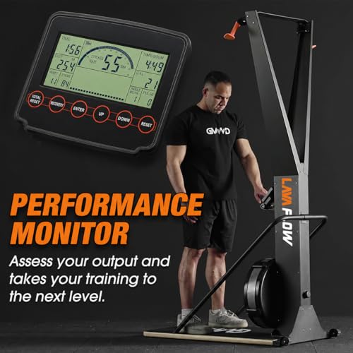 Ski Exercise Machine, GMWD Ski Equipment Indoor Aerobic Wind Resistance Machine, Indoor Strength Training Home Gym Equipment - color: Orange