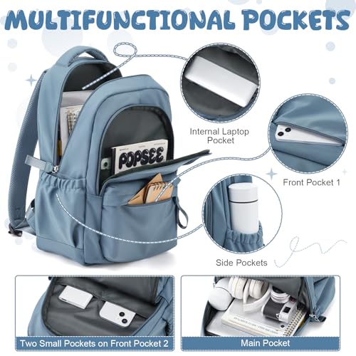 winspansy Small Backpack For School Girls Boys Aesthetic Lightweight Travel Daypack Simple Cute Backpack For Women Men College High School Bookbag Fit 14 Inch Laptop, Blue - color: A1-blue