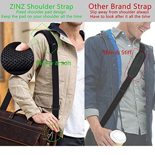 ZINZ 79 inch Shoulder Strap, Extra-thick Fixed Cushion Pad and Dual Clasps Universal Replacement Strap with Metal Swivel Hooks for Laptop Bags, Luggage Bags, Camera, Crossbody (200cm,Black) - color: Black