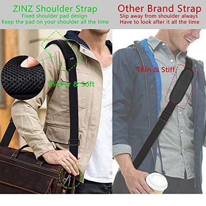 ZINZ 79 inch Shoulder Strap, Extra-thick Fixed Cushion Pad and Dual Clasps Universal Replacement Strap with Metal Swivel Hooks for Laptop Bags, Luggage Bags, Camera, Crossbody (200cm,Black) - color: Black