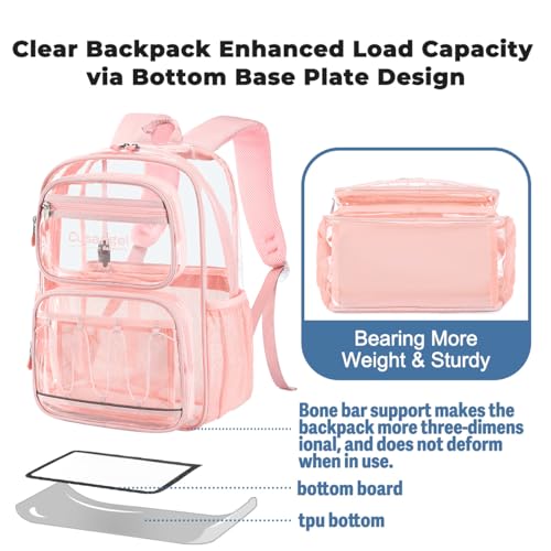 Cusangel Large Clear backpack for Girls women,16in TPU Plastic Bookbag,For Stadium,Concert,school (Pink) - color: Pink-a-16in