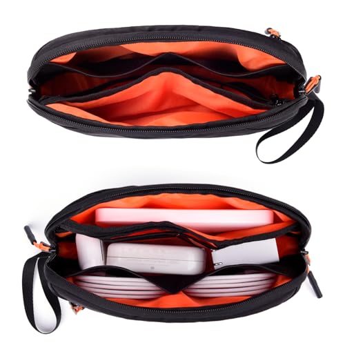 Cable Organizer Bag, Charger Organizer Pouch Case for Travel Accessories/Airplane Essentials/Electronics Tech Gadgets (Black)