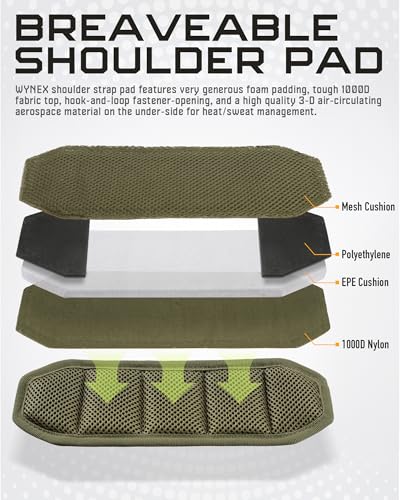 WYNEX Shoulder Strap Pad for Tactical Pouch, Universal Bag Strap with Detachable Thick Pad Single Shoulder Straps Replacement - color: Army Green, size: 1.5“ Strap