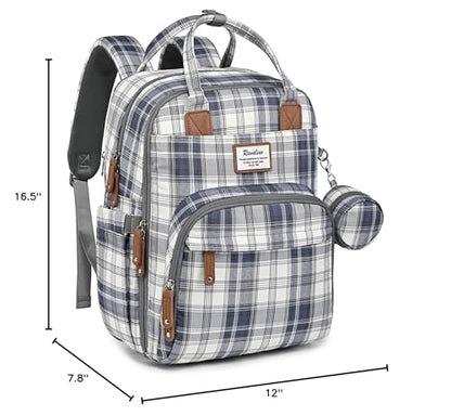 RUVALINO Diaper Bag Backpack, Multifunction Travel Pack Maternity Baby Changing Bags, Large Capacity, Waterproof, Blue Plaid - color: Blue Plaid