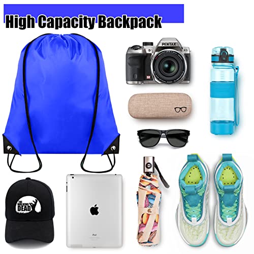 Grneric Drawstring Backpack Bulk 100Pcs Cinch Bag, Polyester Drawstring Bags for Gym Beach Sports Short Trip Party (Navy Blue) - color: Navy Blue