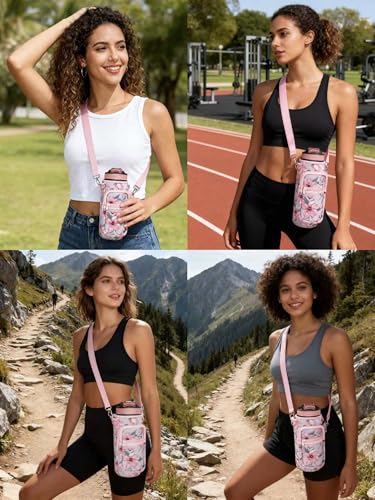 Water Bottle Holder with Strap, Insulated Crossbody Sling Bag, Carrier with Phone Pocket for Walking Hiking Camping Fishing - color: Black 02, size: 32oz Long
