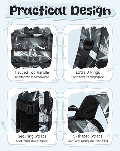 BLUEFAIRY Kids School Backpack for Boys Girls Ages 6-8 8-10 10-12 Elementary Middle School Book Bags with Laptop Compartment Mochilas Escolares para Niños Niñas de 8 10 12 Años (Black, Geometric) - color: Black