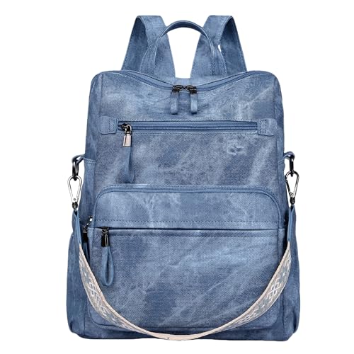 Dora & Liz Backpack Purse for Women, Pu Leather Designer Travel Backpack, Fashion Work Ladies Shoulder Bag Handbag - color: Blue