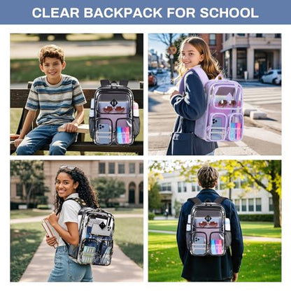 Clear Backpacks for School Heavy Duty Clear Bookbag Stadium Events Transparent Back Pack Kids, Black Sunflower - color: Black Sunflower