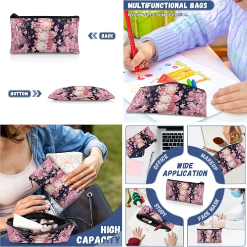 Backpack for Boys Girls Axolotl Cherry Blossom Backpacks 3 Pack Elementary School Bag with Reusable Lunch Bag Pencil Case Set Preschool Kindergarten Toddler - color: Axolotl Cherry Blossom