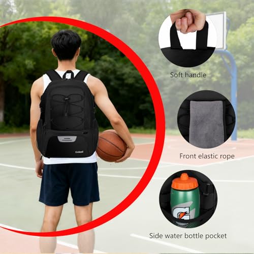 Goloni 40L Basketball Bag,Large Basketball Backpack with Ball Compartment & Shoe Compartment,Backpack for Soccer,Volleyball - color: Black