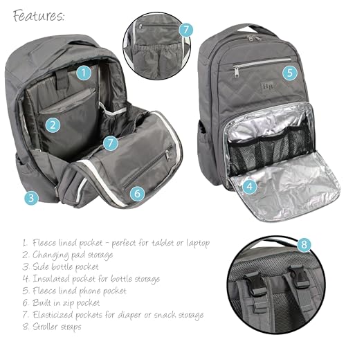 Hudson Baby Unisex Baby Premium Diaper Bag Backpack and Changing Pad, Charcoal, One Size - color: Charcoal
