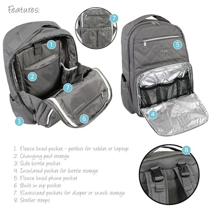 Hudson Baby Unisex Baby Premium Diaper Bag Backpack and Changing Pad, Charcoal, One Size - color: Charcoal