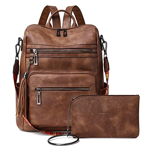 Shrrie Backpack Purse for Women Leather Backpack Fashion Designer Travel Backpack Convertible Shoulder Bag - color: 1-1-two-toned Brown