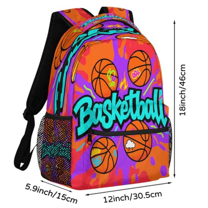 School Backpack Travel Bag for Men & Women, Basketball Lightweight Boys Girls Bookbag Daypack Fits 15.6 Inch Laptop for College Students, Middle High School, Teens
