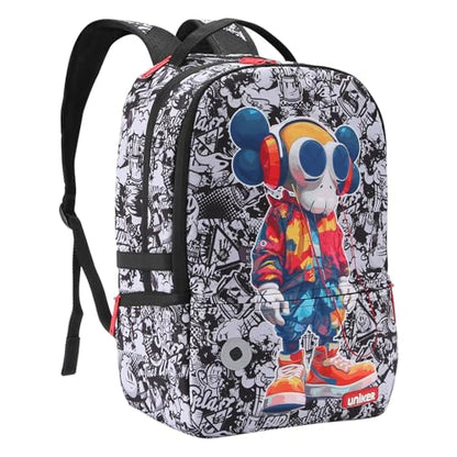 Graffiti Backpack for School, 20L Casual Daypack, Designer Laptop Backpack for 15.6 Inch Laptop - color: X Eyes