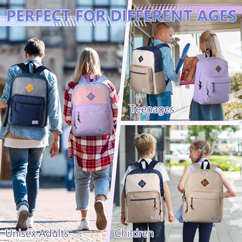 VX VONXURY Backpack for Men Women, Lightweight Kids School Bag, Classic Basic Laptop Bookbag for College Work Travel Hiking - color: Light Purple