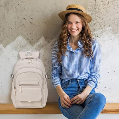 GAEKEAO Travel Backpack for Women Men,15.6 Inch Laptop Backpack Lightweight Casual Daypack Cute Bookbags for Work College Beige - color: A01 Beige