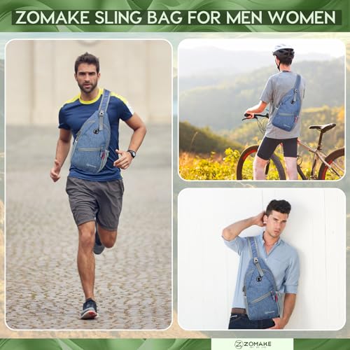 ZOMAKE Sling Bag,Small Crossbody Sling Backpack,Water Resistant Shoulder Daypack for Travel,Anti Thief Chest Bag for Hiking(Light Blue) - color: Light Blue