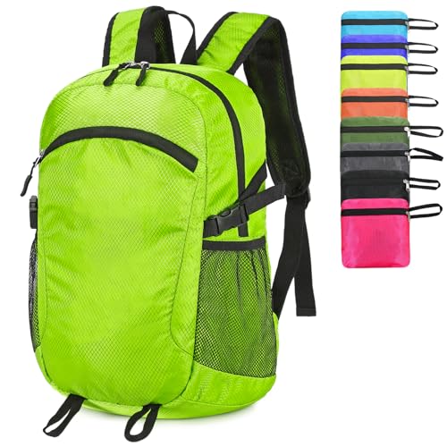 Small Hiking Daypack,15L Water-Resistant Hiking Backpack Packable Lightweight Travel Day Pack for Women Men (LinghtGreen, Small) - color: Linghtgreen, size: 15L