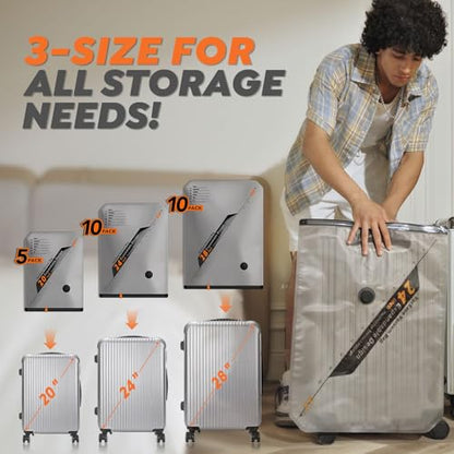 Vacbird Rechargeable Wireless Pump Travel Storage Bags Set - 25 Pack Portable Space Saver Bags for Travel & Home - Vacuum Compression Packing Seal for Clothes, Blankets, Seasonal Storage - size: 25 Combo Set