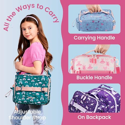 Bentgo Kids Prints Lunch Bag - Double-Insulated, Reusable, for Kids 3+, Adjustable Strap; Holds Lunch Box/Water Bottle/Snacks; Easy-Clean, Water-Resistant, Pockets (NEW Blooming Floral) - color: Blooming Floral
