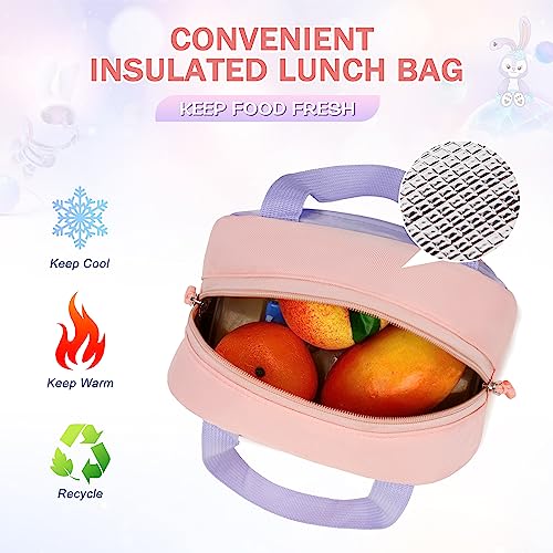 FIXITOK Girls Backpack Set, 3PCS Kids Backpack for Girls, Kawaii Bunny School Backpacks for Girl Kindergarten Elementary Preschool Middle School Bags with Lunch Box Pencil Case Pink - color: Pink