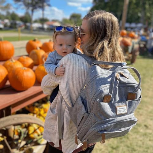 RUVALINO Diaper Bag Backpack-Multifunction Travel Baby Diaper Bag with Changing Pad, Insulated Bottle Holders & Pacifier Case, Large Capacity, Waterproof, Gray - color: Austere Gray