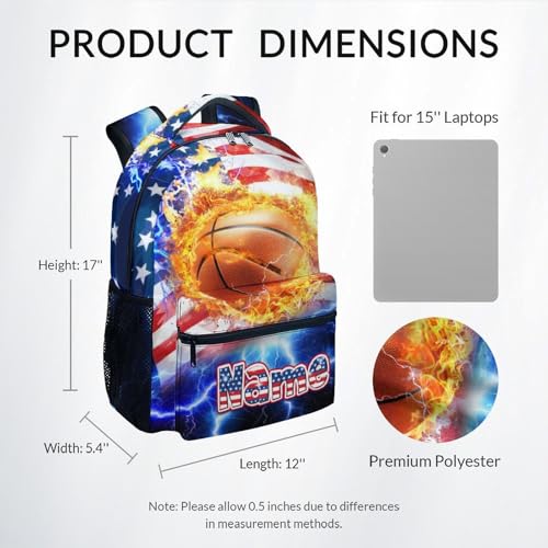 UNIKITTY Backpack for School, Basketball Backpack for Boys - Personalized Basketball Bookbag - 17 Inch Custom Kids Schoolbag with Name - Back to School Gifts - color: Color-4