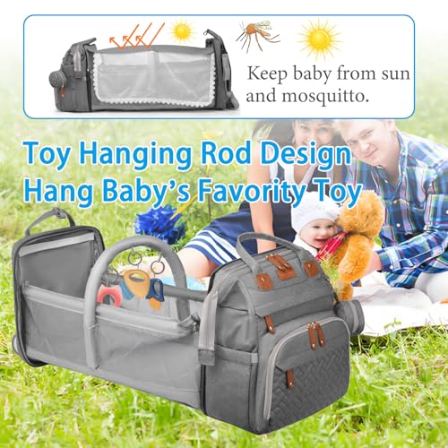 Jeryswet Baby Diaper Bags with Changing Station, Waterproof Large Capacity Diaper Bag Backpack for Moms Dads with USB Charging Port and Stroller Straps, Baby Shower Gifts, Grey - color: Gray