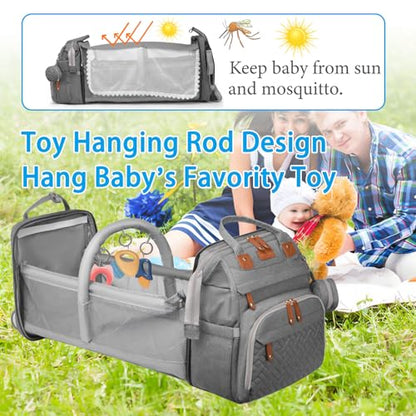 Jeryswet Baby Diaper Bags with Changing Station, Waterproof Large Capacity Diaper Bag Backpack for Moms Dads with USB Charging Port and Stroller Straps, Baby Shower Gifts, Grey - color: Gray