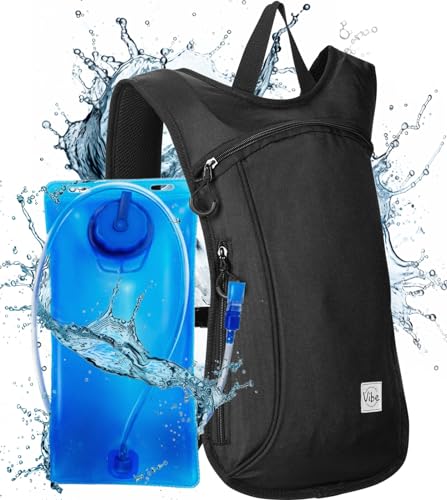 Vibe Festival Gear Rave Hydration Pack Backpack with 2L Water Bladder for Women Men – Festival Hydropack, Hydro Pack, Leak Proof, Lightweight – Teens, Party, Hiking, Running, Outdoor Sports - color: Black