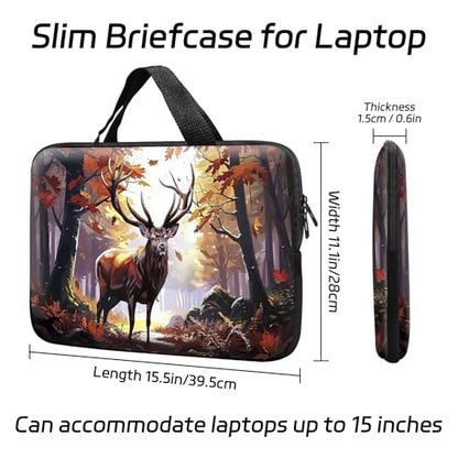 14 15 15.4 15.6 inch Laptop Handle Bag Computer Bag, Pouch Holder Notebook Sleeve Cover Soft Case Compatible for Dell,Lenovo,Toshiba HP, Asus Notebook-Beautiful Deer - color: Beautiful Deer