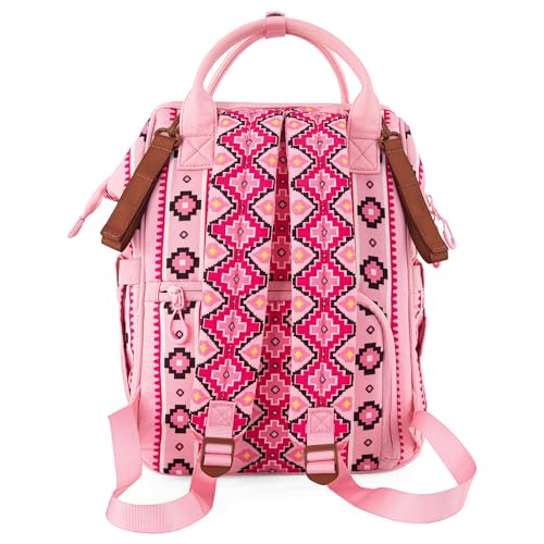 Montana West Wrangler Diaper Bag Backpack Aztec Callie Bag Travel Backpack Purses Western Multi-Function Baby Bags for Mom - color: 3pcs Pink