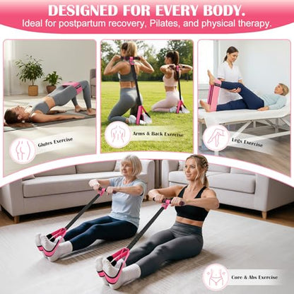 KUTIZE Pedal Resistance Band with Handle and Booty Bands Set for Women, 2 in 1 Fabric Exercise Bands for Core, Leg and Glutes, Full Body Home Gym Exercise Equipment for Yoga, Pilates, Physical Therapy