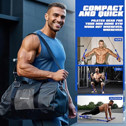 Ayombo Pilates Equipment, Heavy Duty Pilates Bar Kit with Resistance Bands, Portable Gym Adjustable Exercise Bands, Home Squat Training, Arm, Abs, Waist, Chest Strength Workout Equipment for Men - style: 270lbs