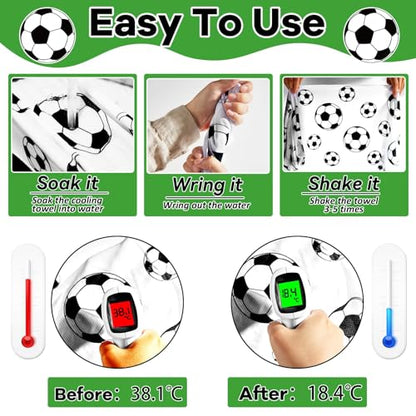 30Pcs Soccer Ball Cooling Towels for Neck and Face 40 x 12 Inch Sports Team Gifts Workout Ice Towel for Gym Sweat Microfiber Breathable Chilly Bulk Neck Wraps for Athletes Camping Travel Outdoor - style: Soccer