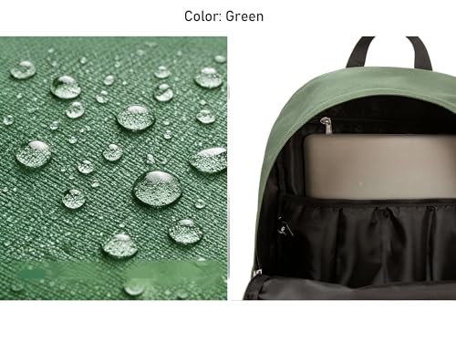 TRAILKICKER Green School Backpack, 17 Inch Laptop Backpack for College, Work & Travel, Lightweight Water-Resistant 25L Bookbag with Side Pockets - color: Green