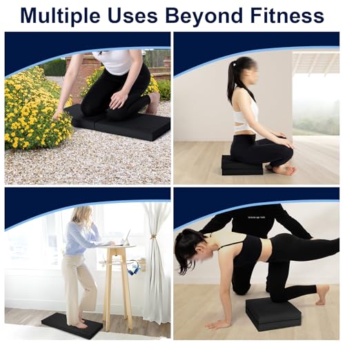 StrongTek Professional Foam Exercise Balance Pad - 15.8" x 13" x 2", High-Density TPE Foam Knee Pad, Non-Slip & Water-Resistant, for Balance Training, Physical Therapy, Yoga, and More - color: Grey-Set of 2