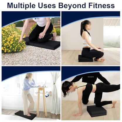StrongTek Professional Foam Exercise Balance Pad - 15.8" x 13" x 2", High-Density TPE Foam Knee Pad, Non-Slip & Water-Resistant, for Balance Training, Physical Therapy, Yoga, and More - color: Grey-Set of 2