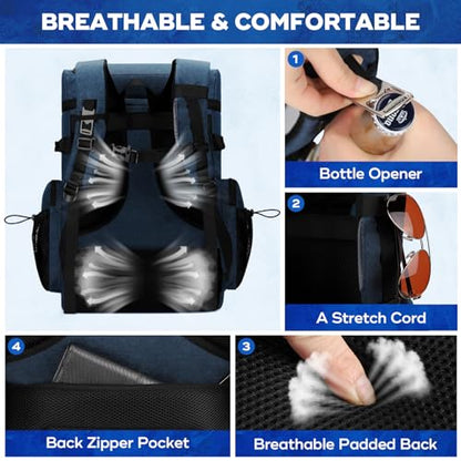 Maelstrom 35/50 Can Insulated Backpack Cooler, Leakproof Soft Lunch Ice Bag - color: Blue, size: 35 Can