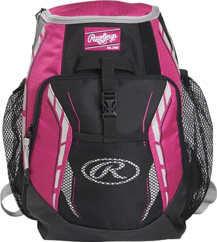 Rawlings | R400 Baseball & Softball Backpack Equipment Bag | T-Ball / Rec / Travel | Multiple Colors - color: Pink