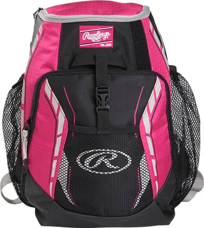 Rawlings | R400 Baseball & Softball Backpack Equipment Bag | T-Ball / Rec / Travel | Multiple Colors - color: Pink
